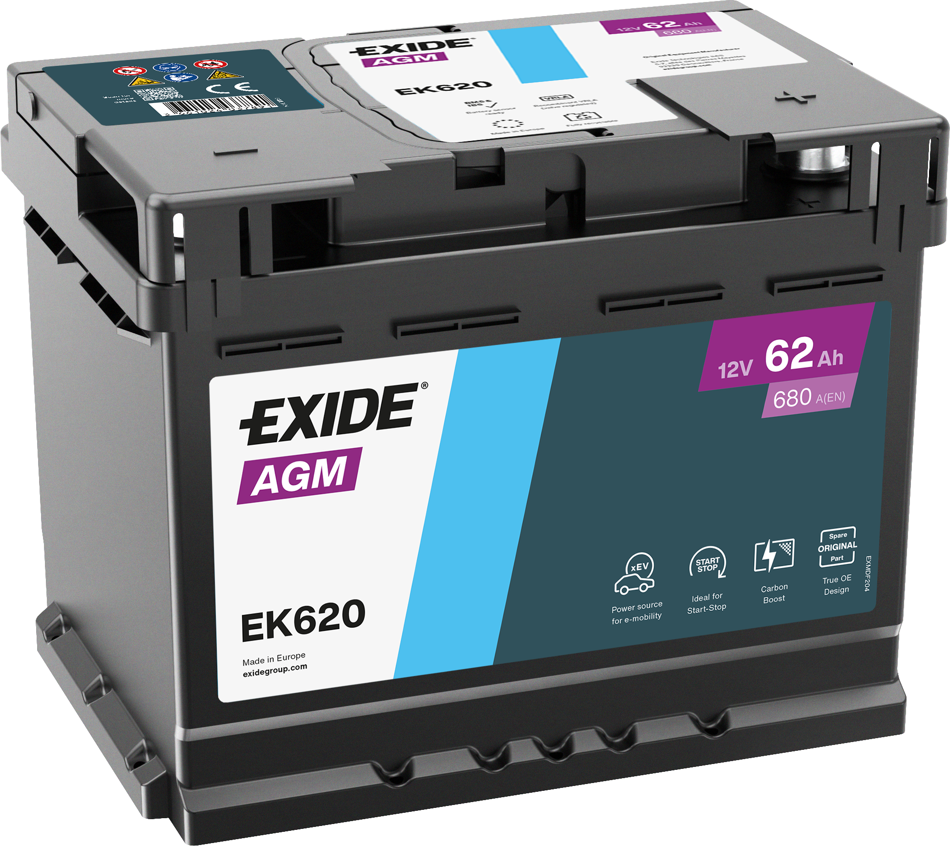 EXIDE BILBATTERI AGM 12V 62AH