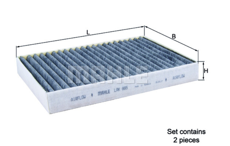 Kupéfiltersett aktivt kull