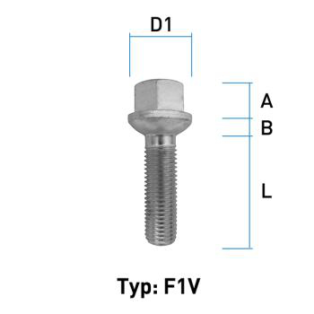 Hjulbolt - Kulehode - M12x1,5 - 26 mm