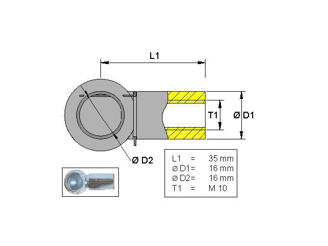 KULEHOLDER METALL L 35 M10