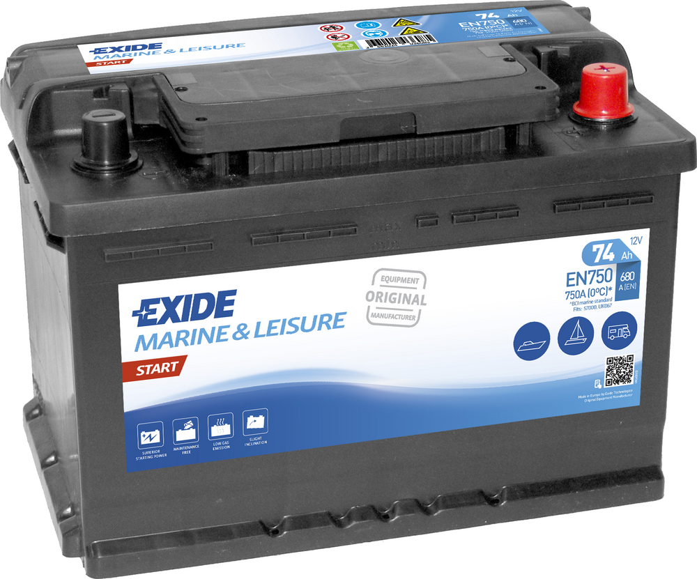 EXIDE FRITID-BÅT 12V  74AH 750MCA.