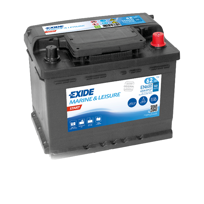 EXIDE FRITID-BÅT 12V  62AH 600MCA.