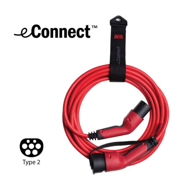 DEFA eConnect elbil ladekabel TYPE2 1-FAS 20A 5M 4,6kW