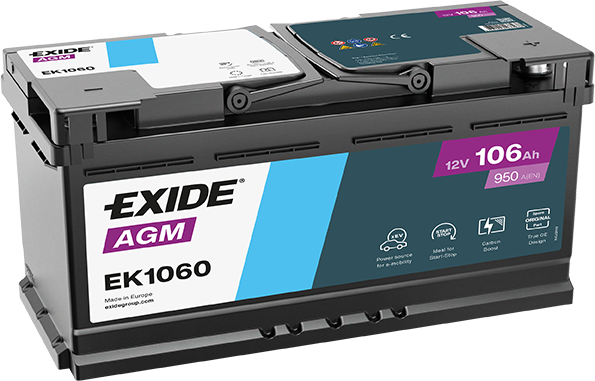EXIDE BILBATTERI - AGM BATTERI 12V 105AH MIC/HYB