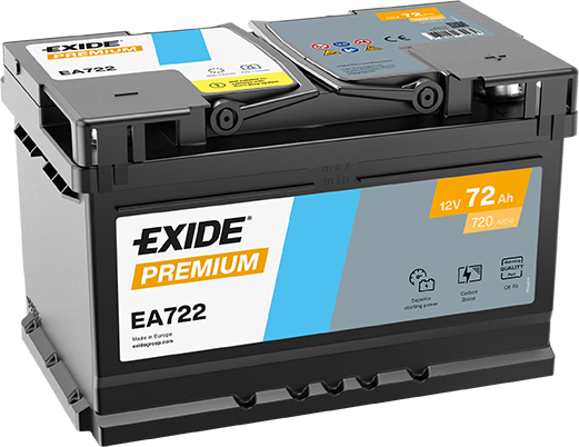 EXIDE BILBATTERI EA722 BATTERI 12V 72AH