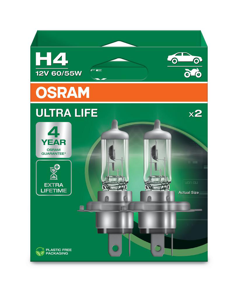Halogenlampa H4 Ultra Life (2-Pack)