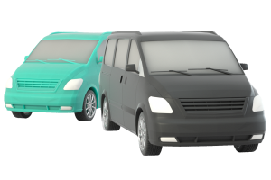 Nye varebiler illustrasjon med svart og grønn varebil.