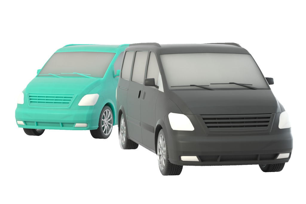 Varebiler illustrasjon av grønn og svart varebil.