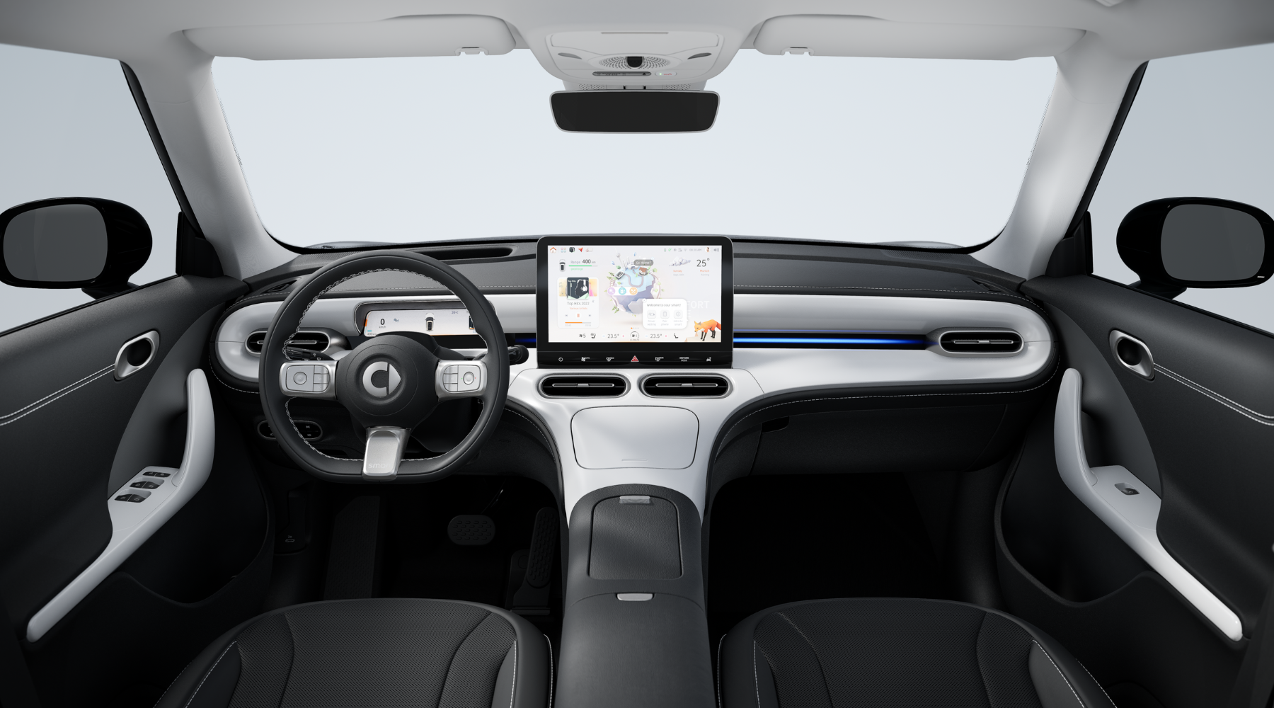 Interiøret og multimediaskjerm i nye smart #1