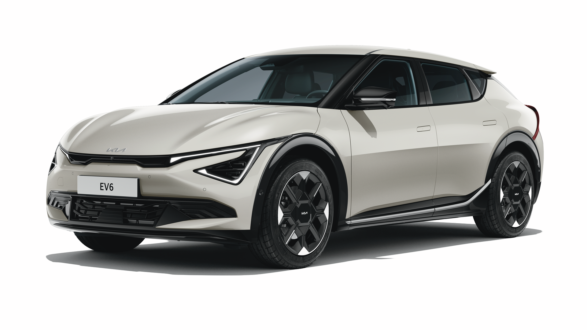 Kia EV6 i fargen Glacier på hvit bakgrunn