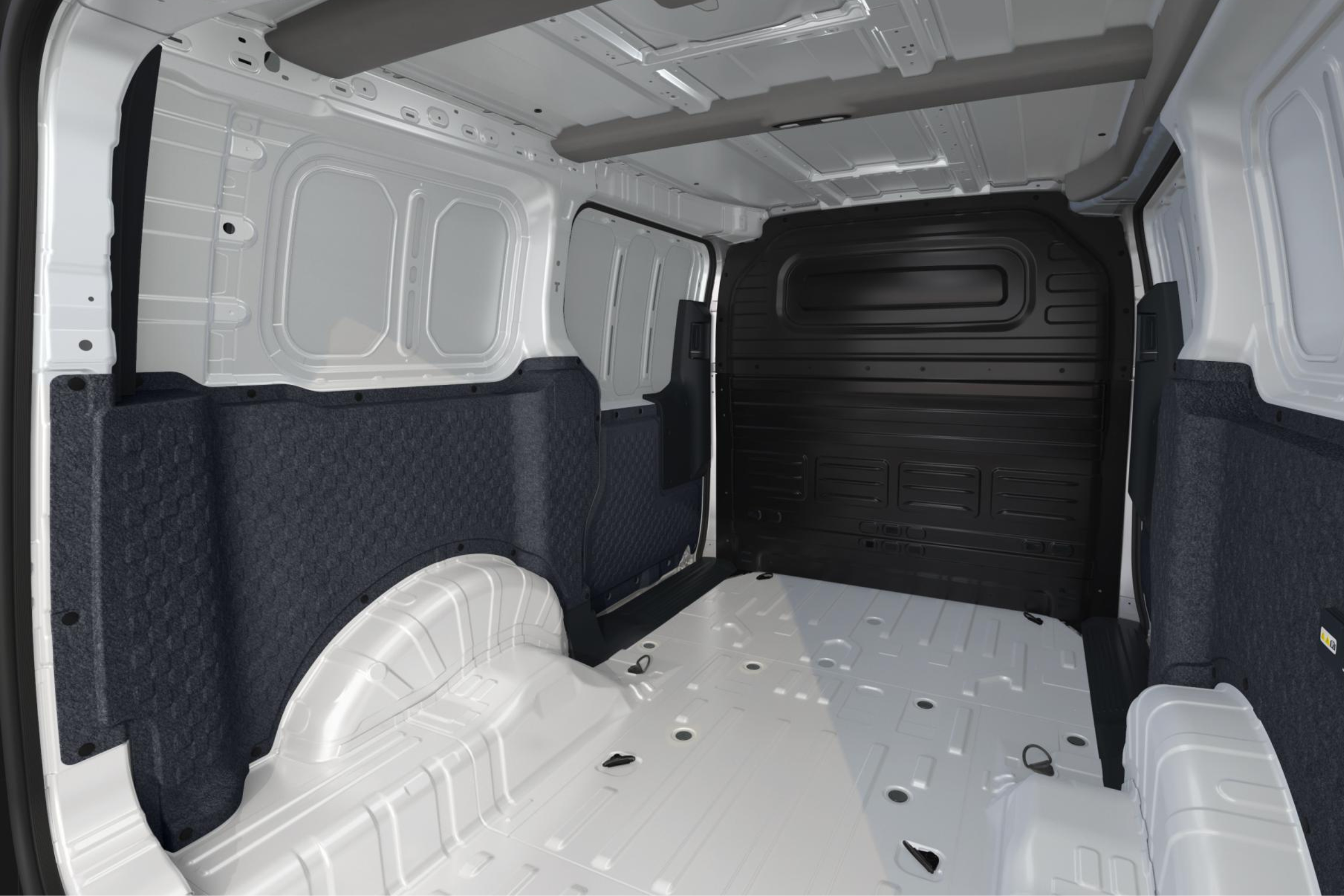 Varerom kledd med filt for støyisolasjon i Kia PV5