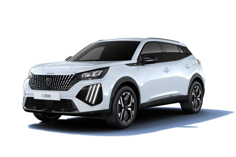 Peugeot E-2008 med hvit metallic lakk