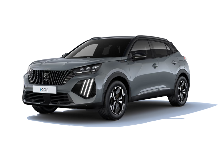 Peugeot E-2008 GT i grå metallic lakk