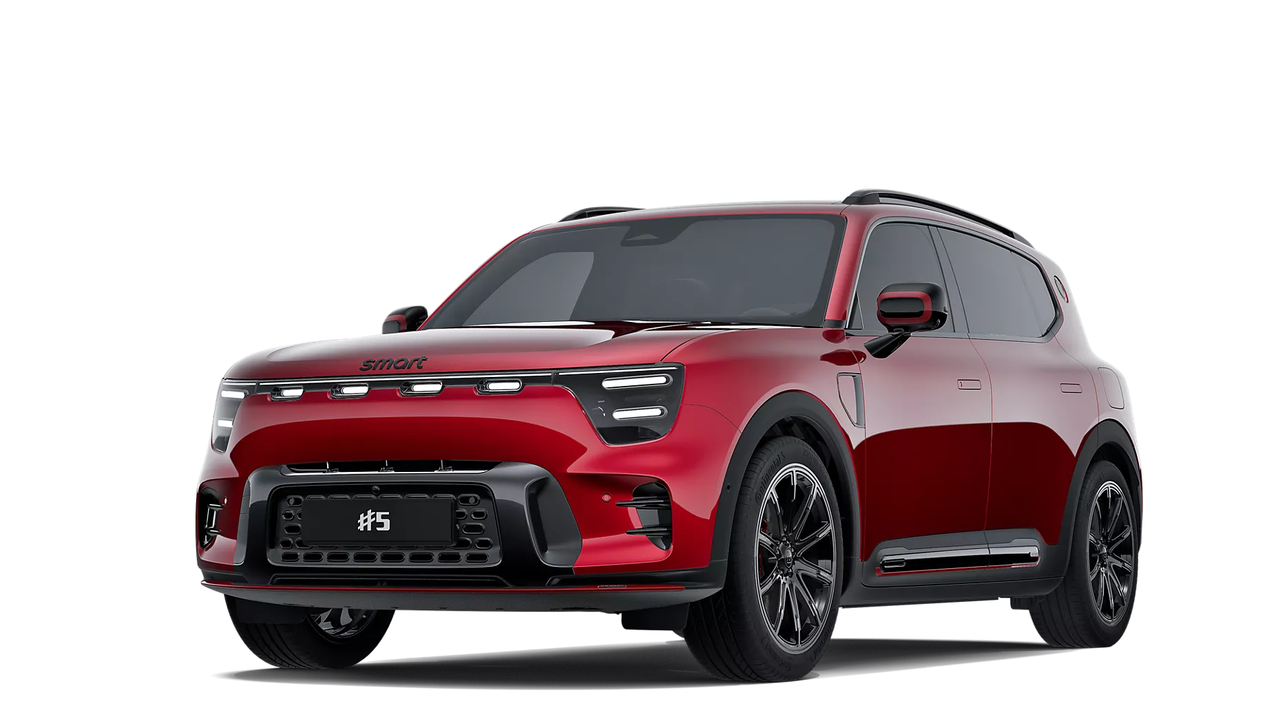 smart #5 i lakkfarge Laser Red Metallic + Eclipse Black
