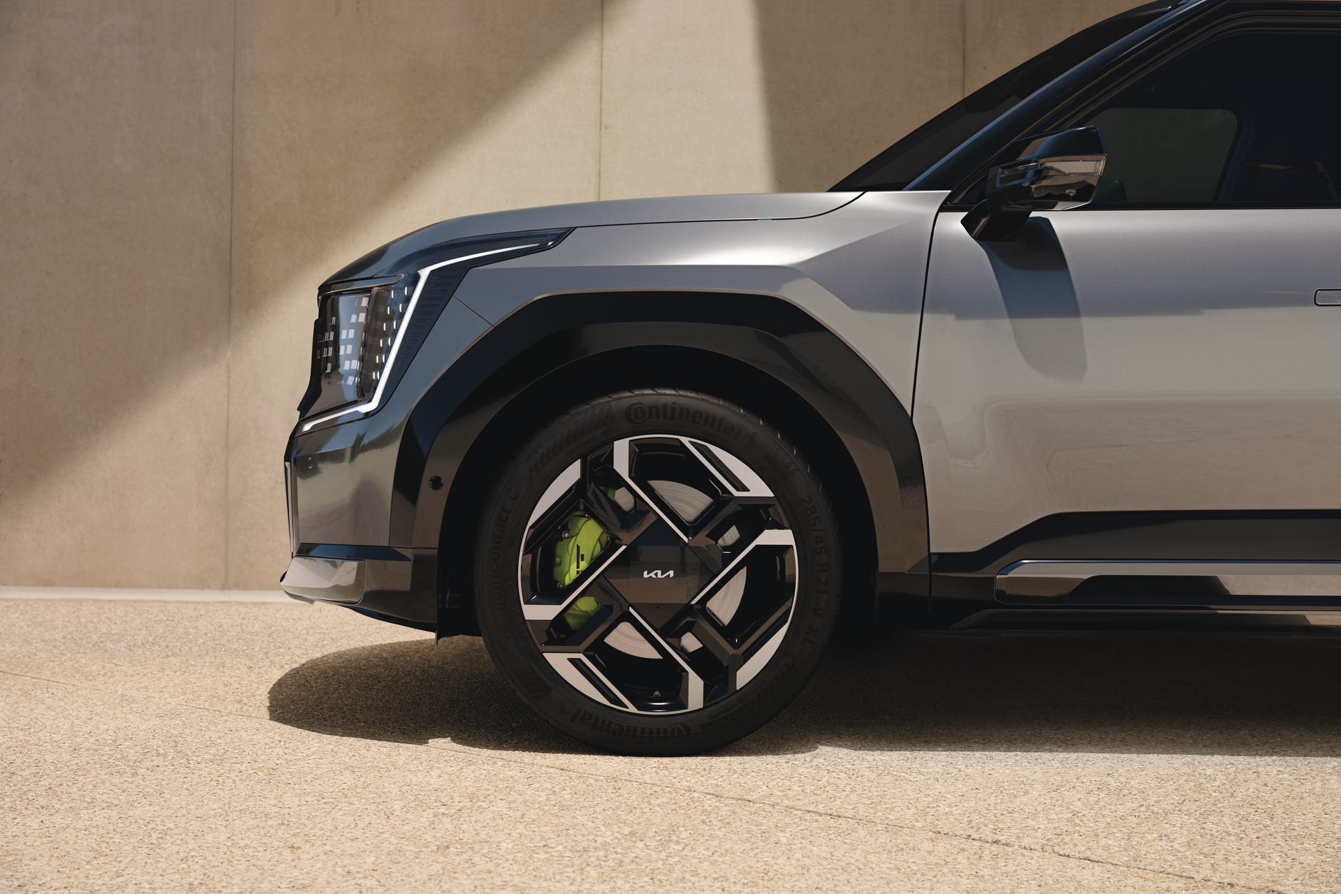 21-tommers GT lettmetallfelger på Kia EV9 GT
