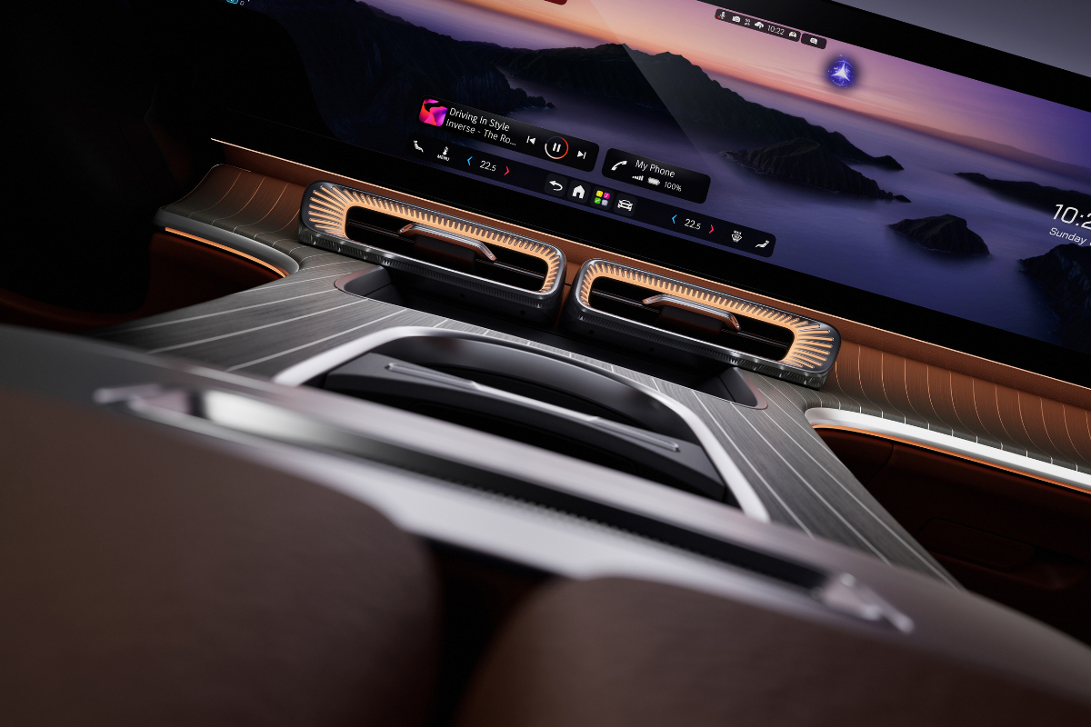 Detaljer på midtkonsollen i nye Mercedes-Benz