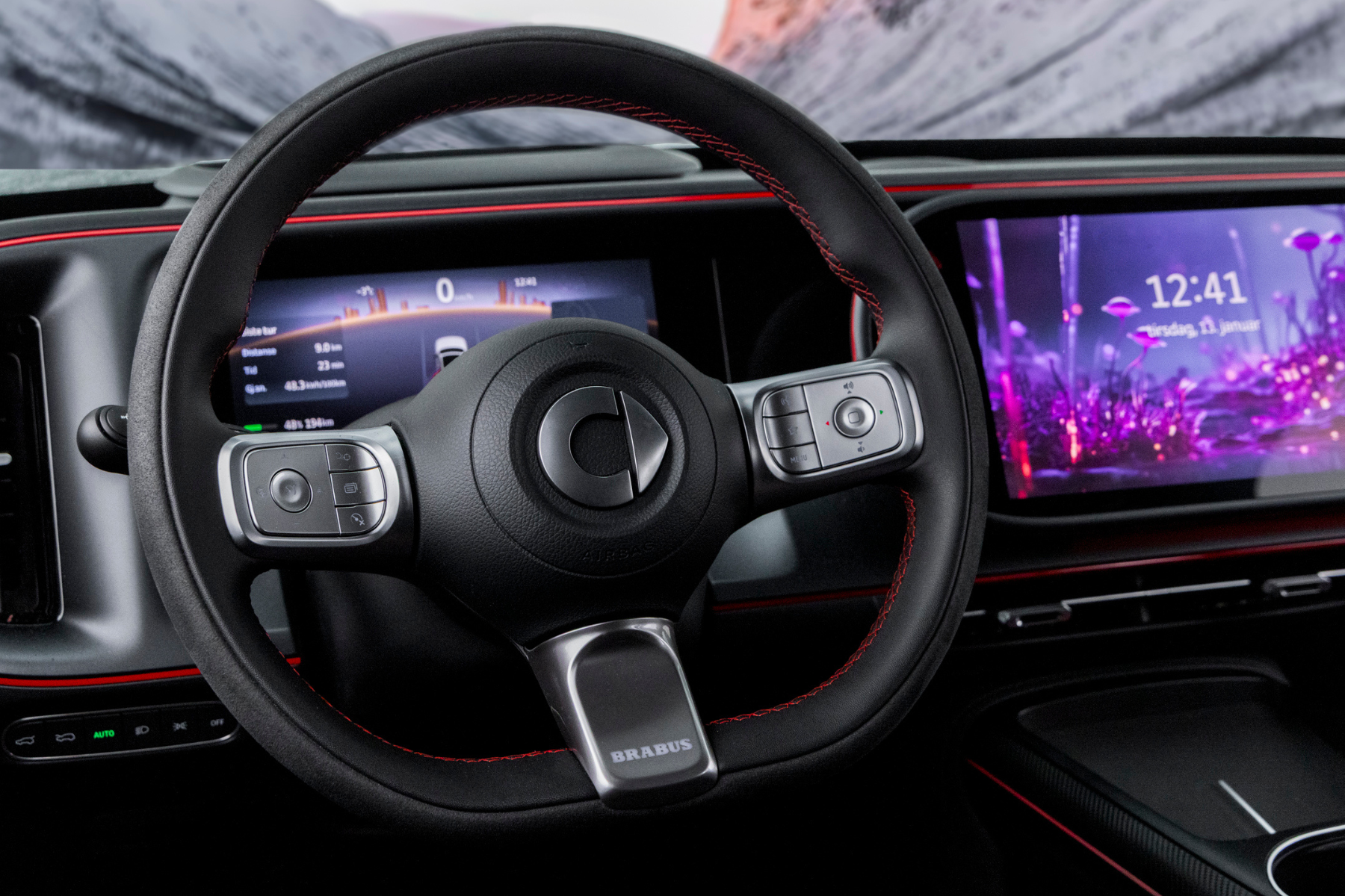 Alcantara-ratt med multifunksjon og varme i #5