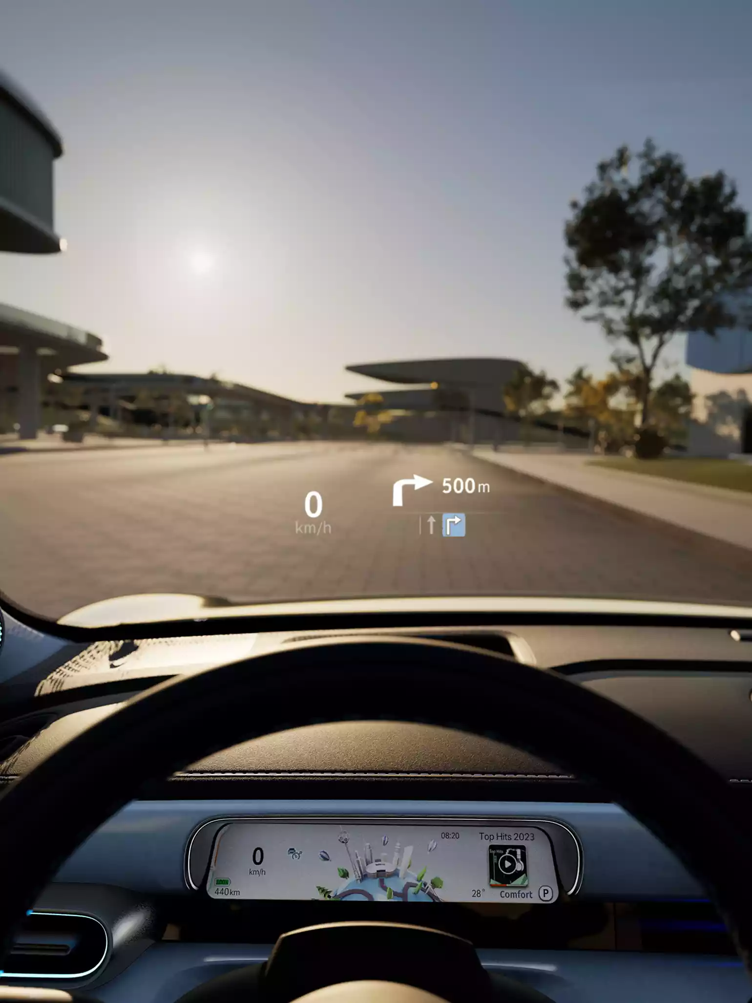 Head-up display i smart #1 sett fra førerplassen