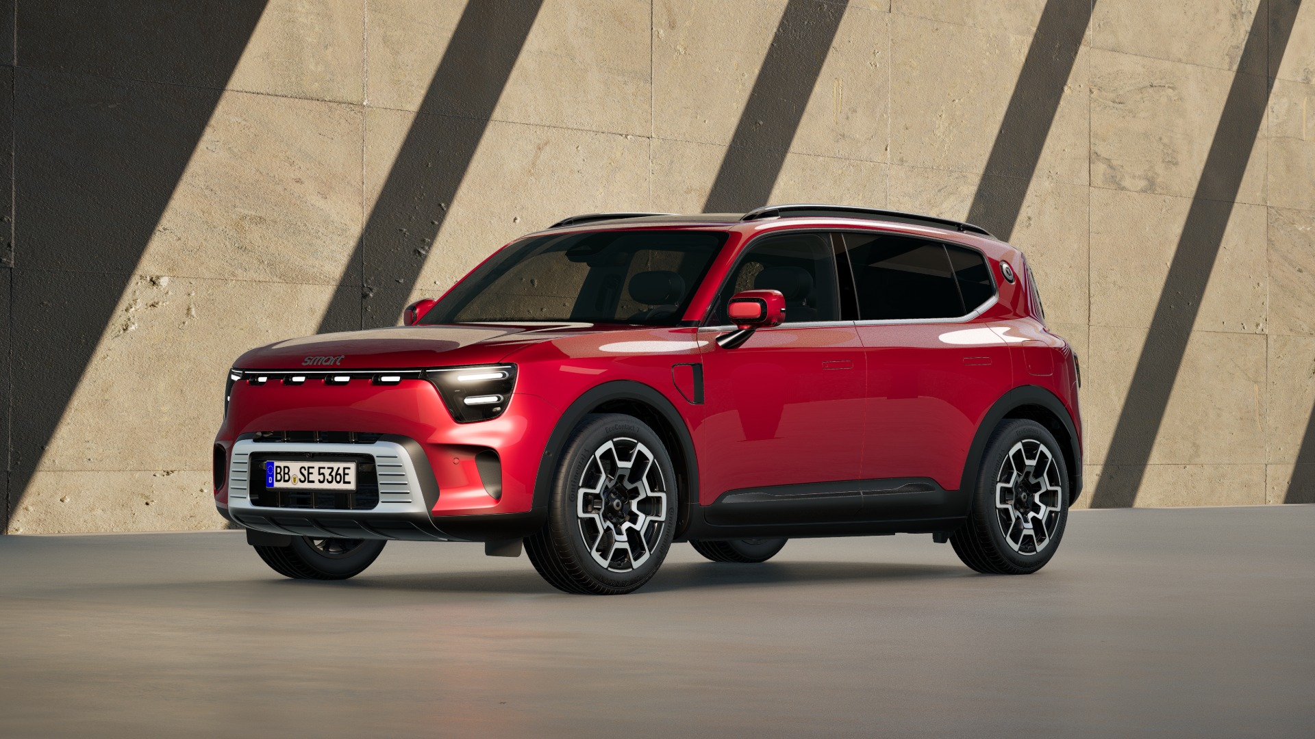 smart #5 PULSE i Laser Red Metallic + Eclipse Black sett forfra