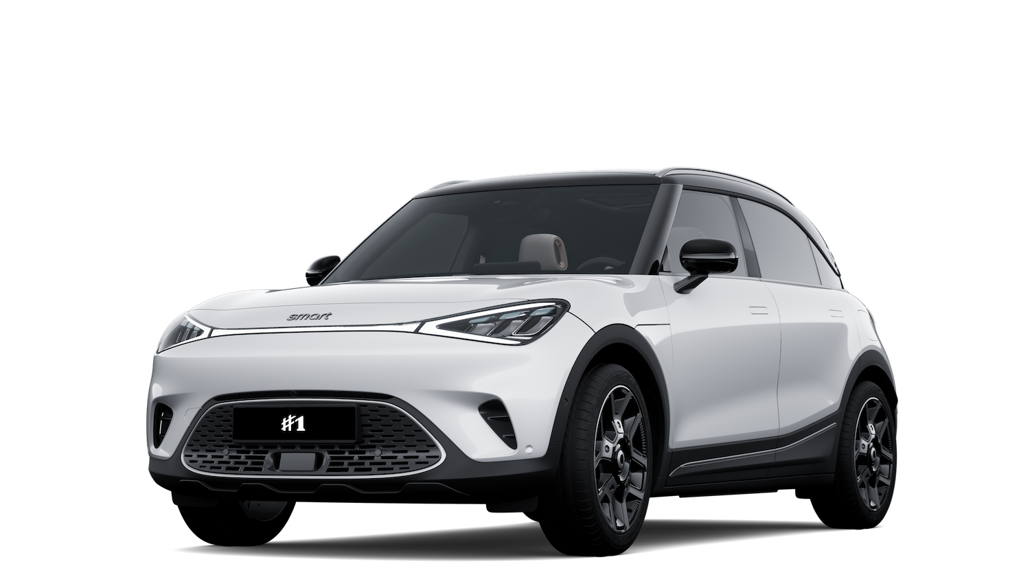 smart #1 i lakkfarge Digital White Metallic + Eclipse Black