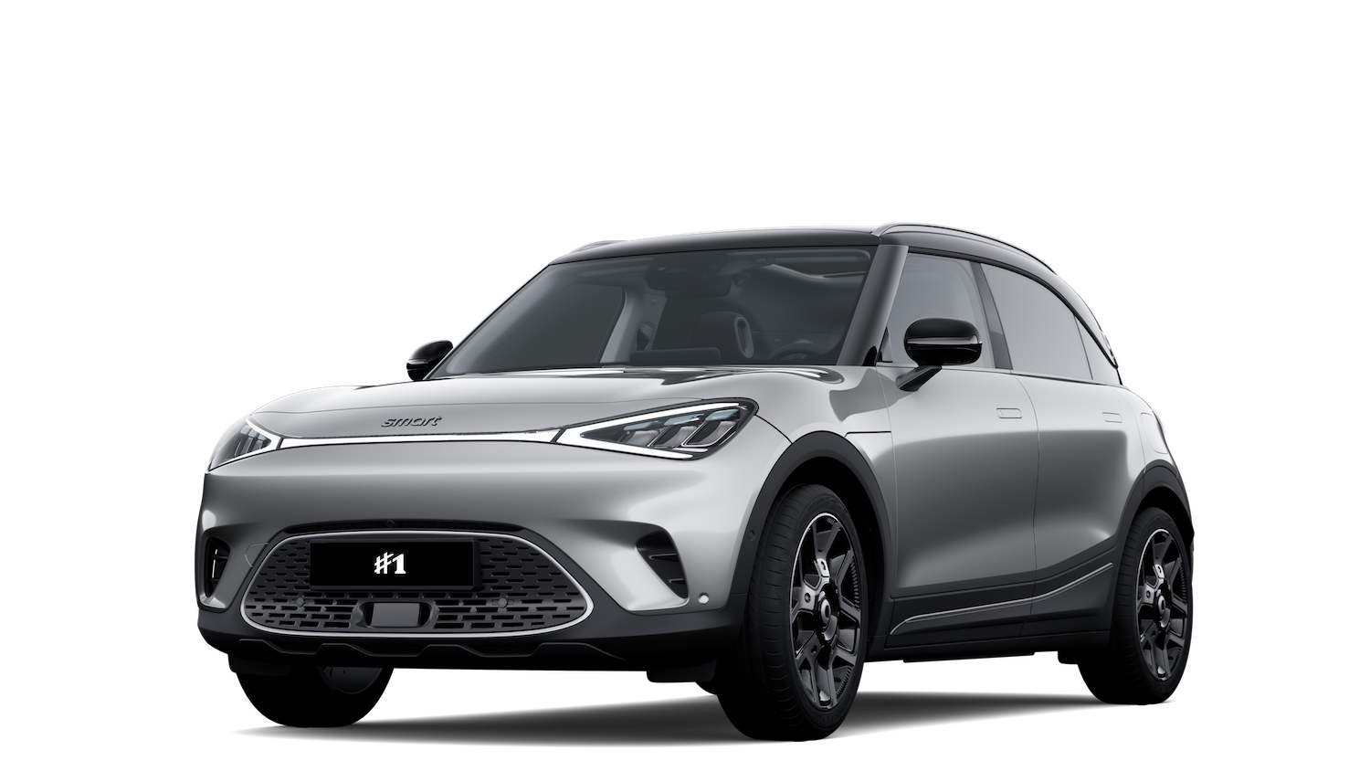 smart #1 i lakkfarge Cyber Silver Metallic + Eclipse Black