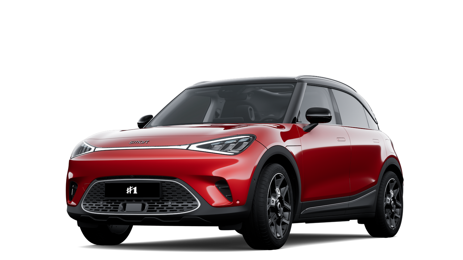 smart #1 i lakkfarge Laser Red Metallic + Eclipse Black