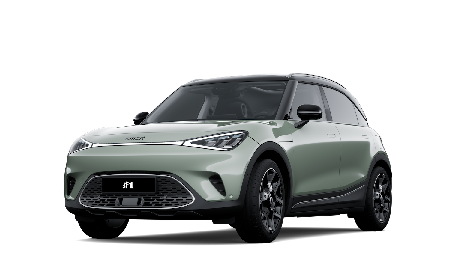 smart #1 i lakkfarge Future Green Metallic + Eclipse Black 