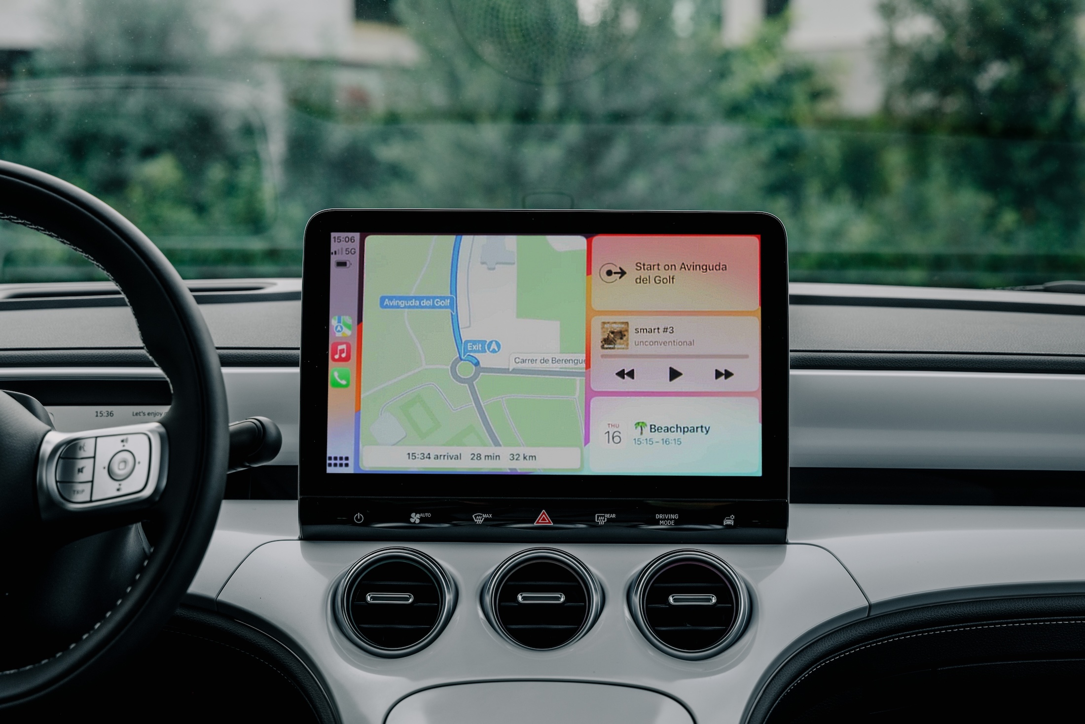 12,8-tommers CSD-skjerm i smart #3 med trådløs Apple CarPlay og Android Auto
