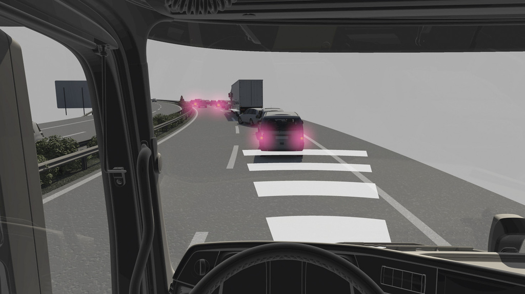 Illustrasjon bremsesystem i en Mercedes-Benz Actros