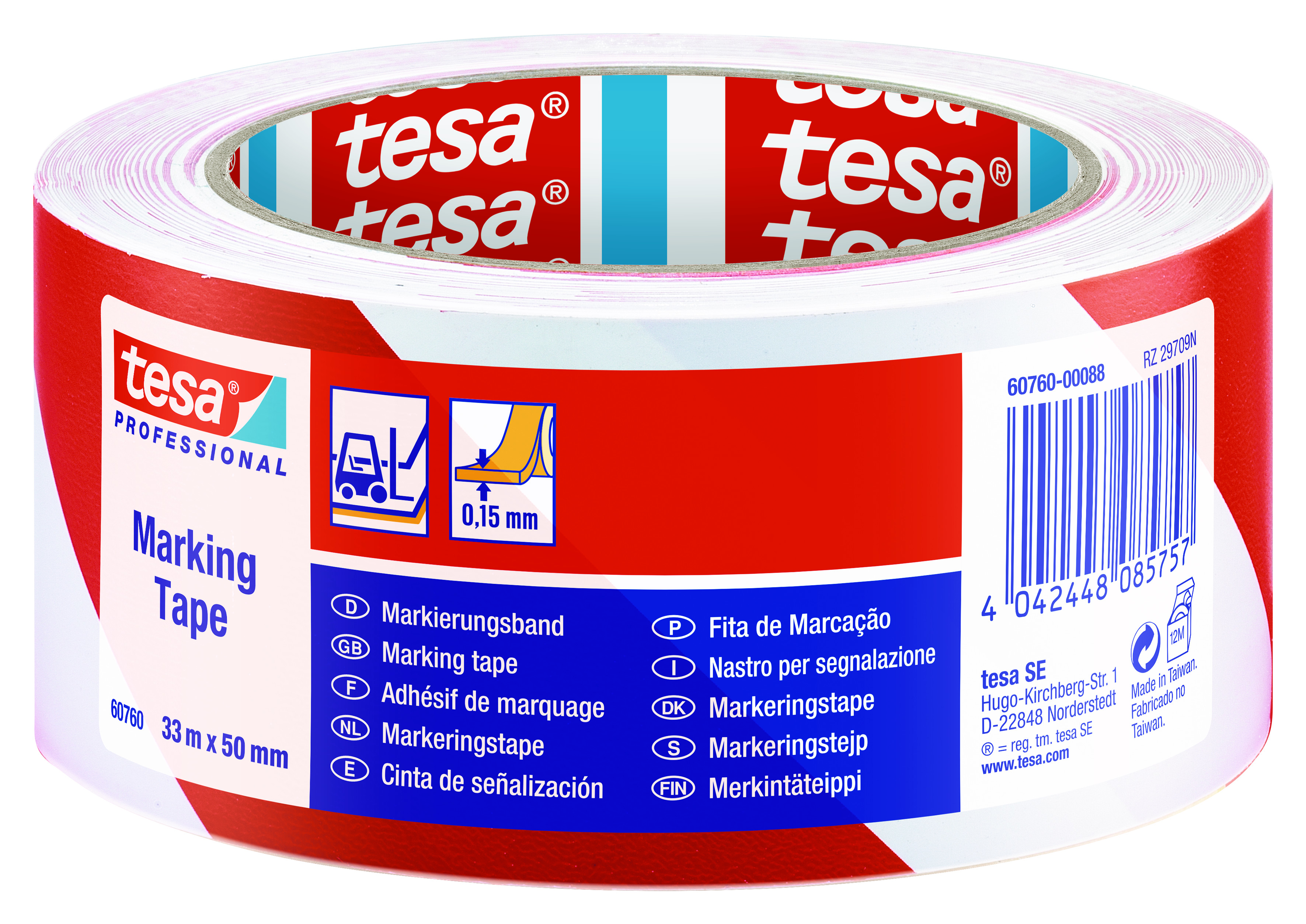 VARSELTAPE 33M X 50MM RØD/HVIT
