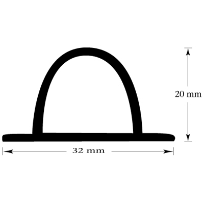 DUSJLIST M/HATT 32X20MM GUM GRÅ 2M