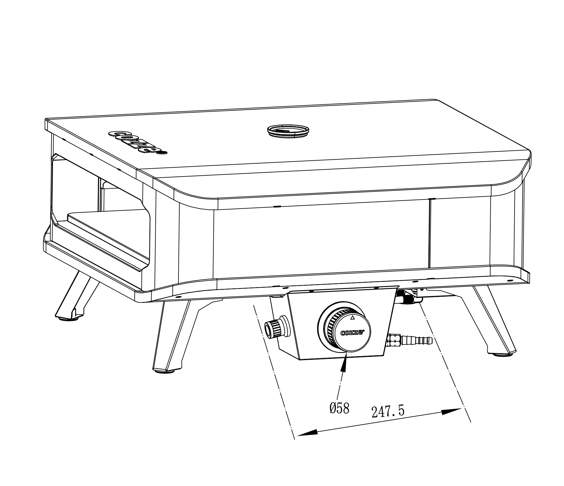 COZZE 17" PIZZAOVN GAS M/TERMOMETER