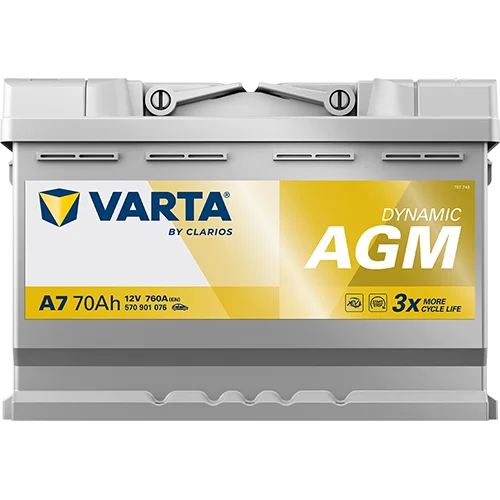 Varta Dynamic AGM 570901076 battery, alternate view