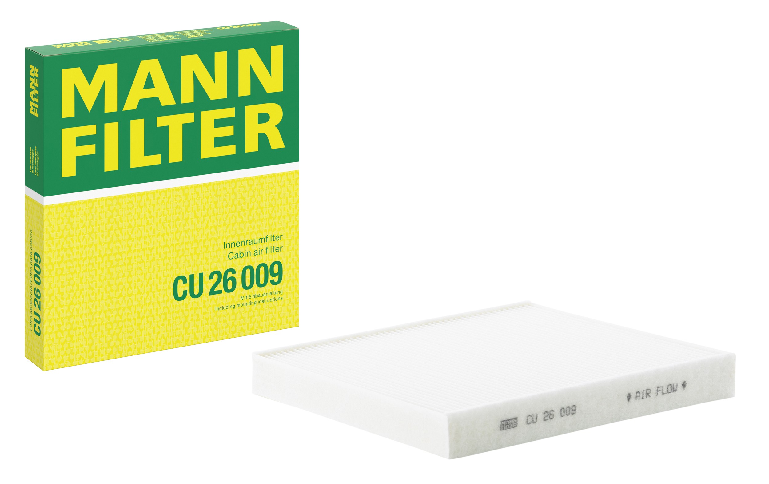 MANN-FILTER CU 26 009 cabin filter with its box