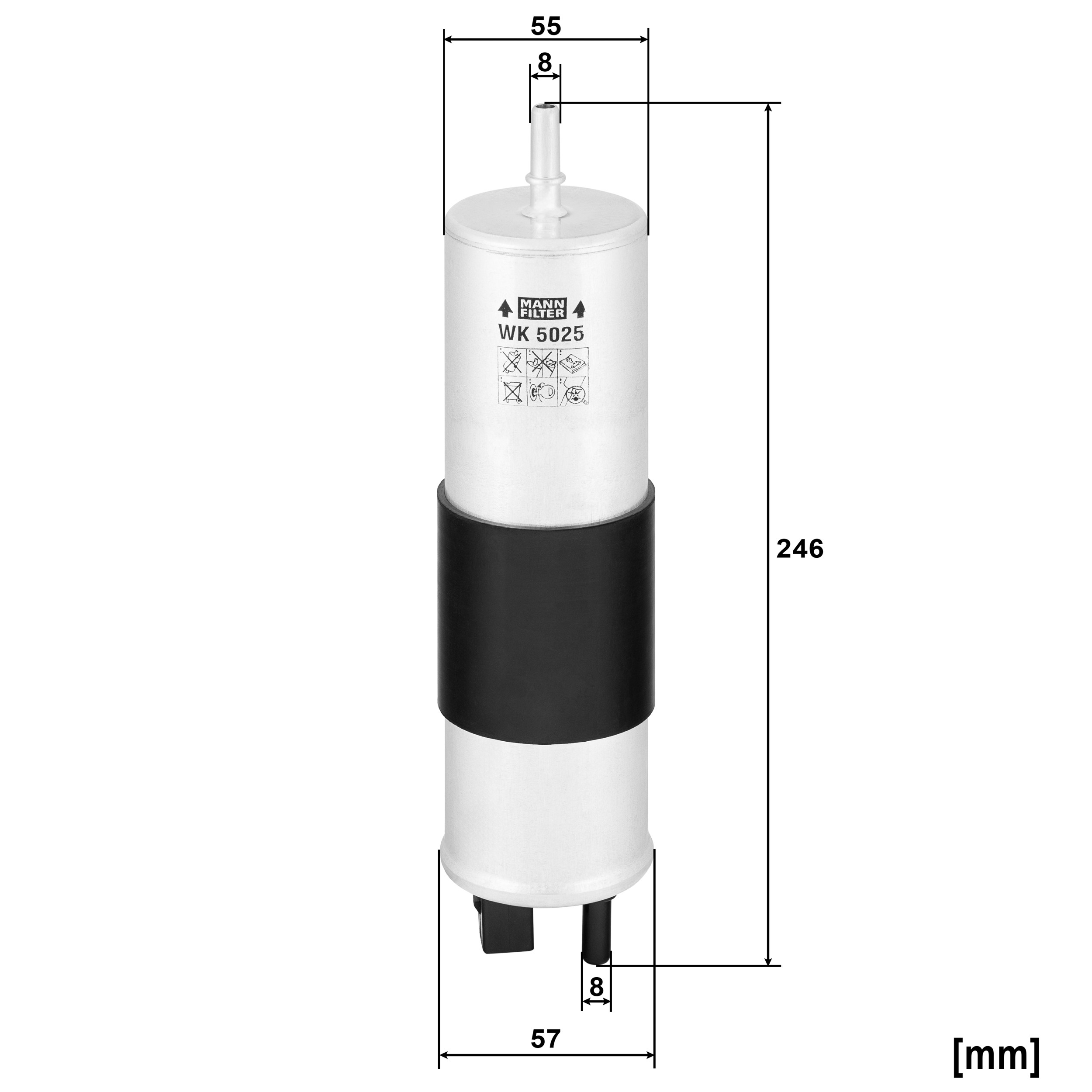Dimension drawing of MANN-FILTER WK 5025