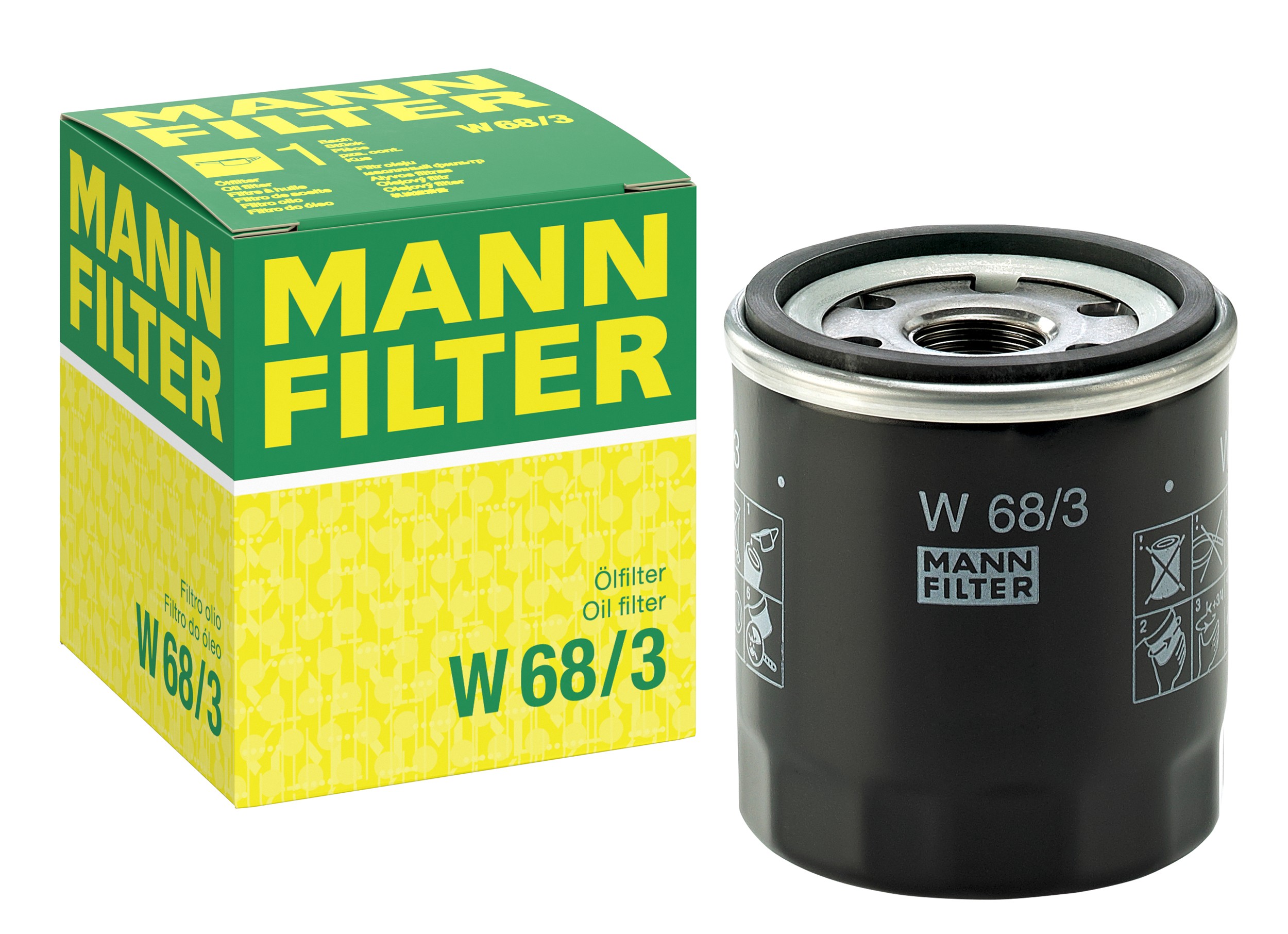 MANN-FILTER W 68/3 oil filter with its box