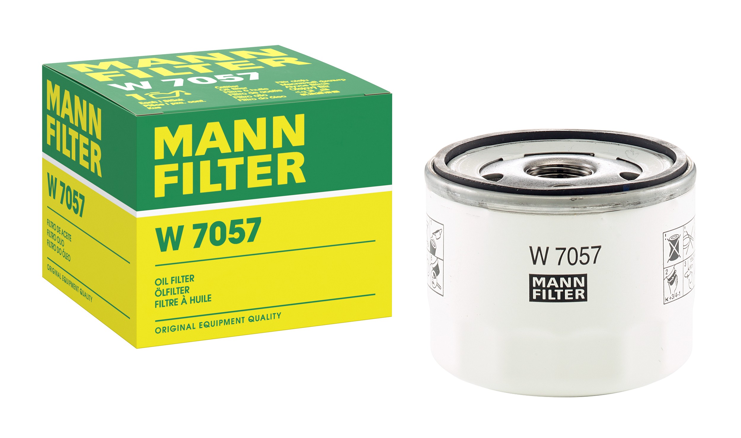 MANN-FILTER W 7057 oil filter with its box