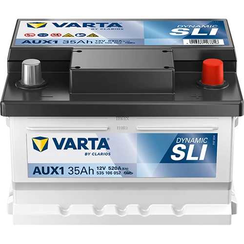 Varta Dynamic AUX 535106052 battery, three-quarter view