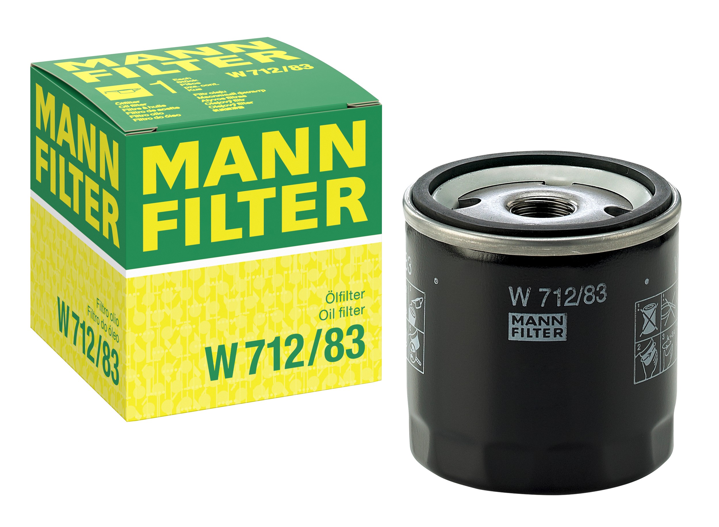 MANN-FILTER W 712/83 oil filter with its box