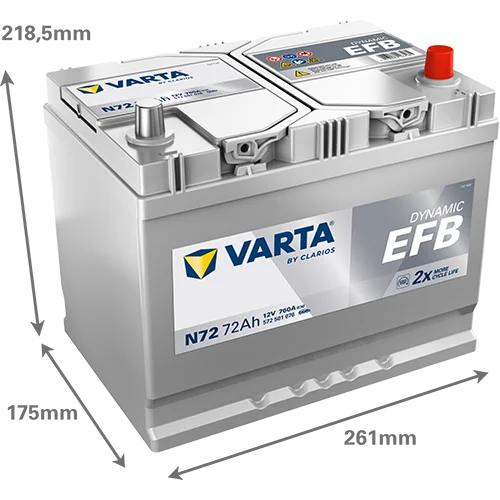 Varta Dynamic EFB 572501076 battery, front label
