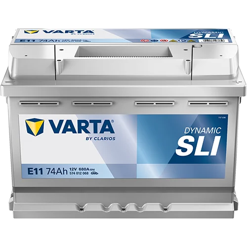Varta Dynamic SLI 574012068 battery, three-quarter view