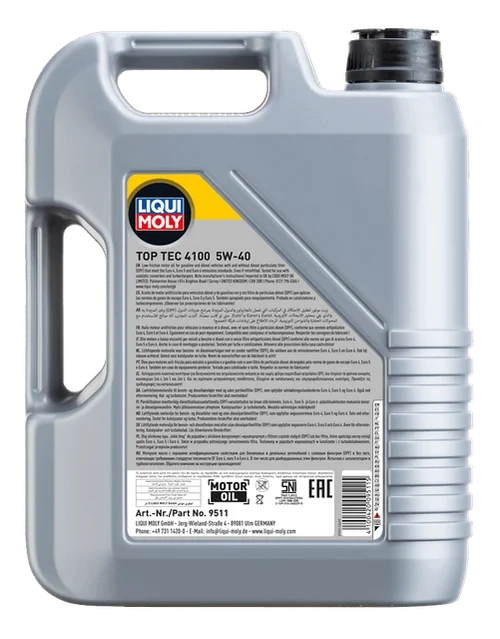 LIQUI MOLY Top Tec 4100 5W-40, verpakking van 5 l, andere hoek