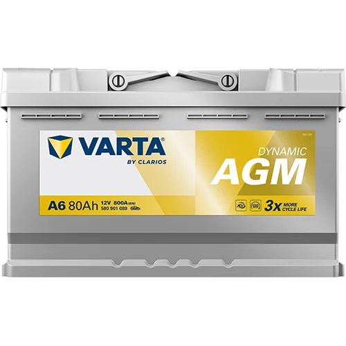Varta Dynamic AGM 580901080 battery, alternate view