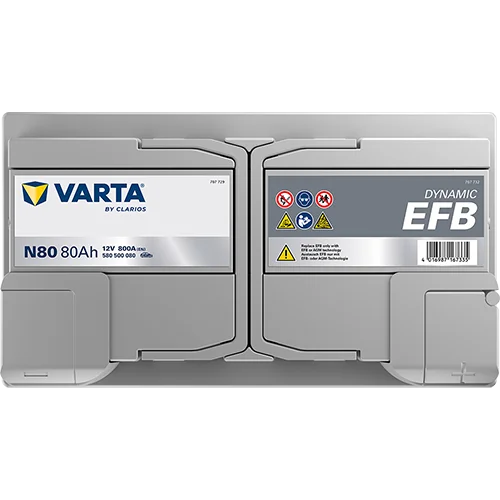 Varta Dynamic EFB 580500080 battery, alternate view