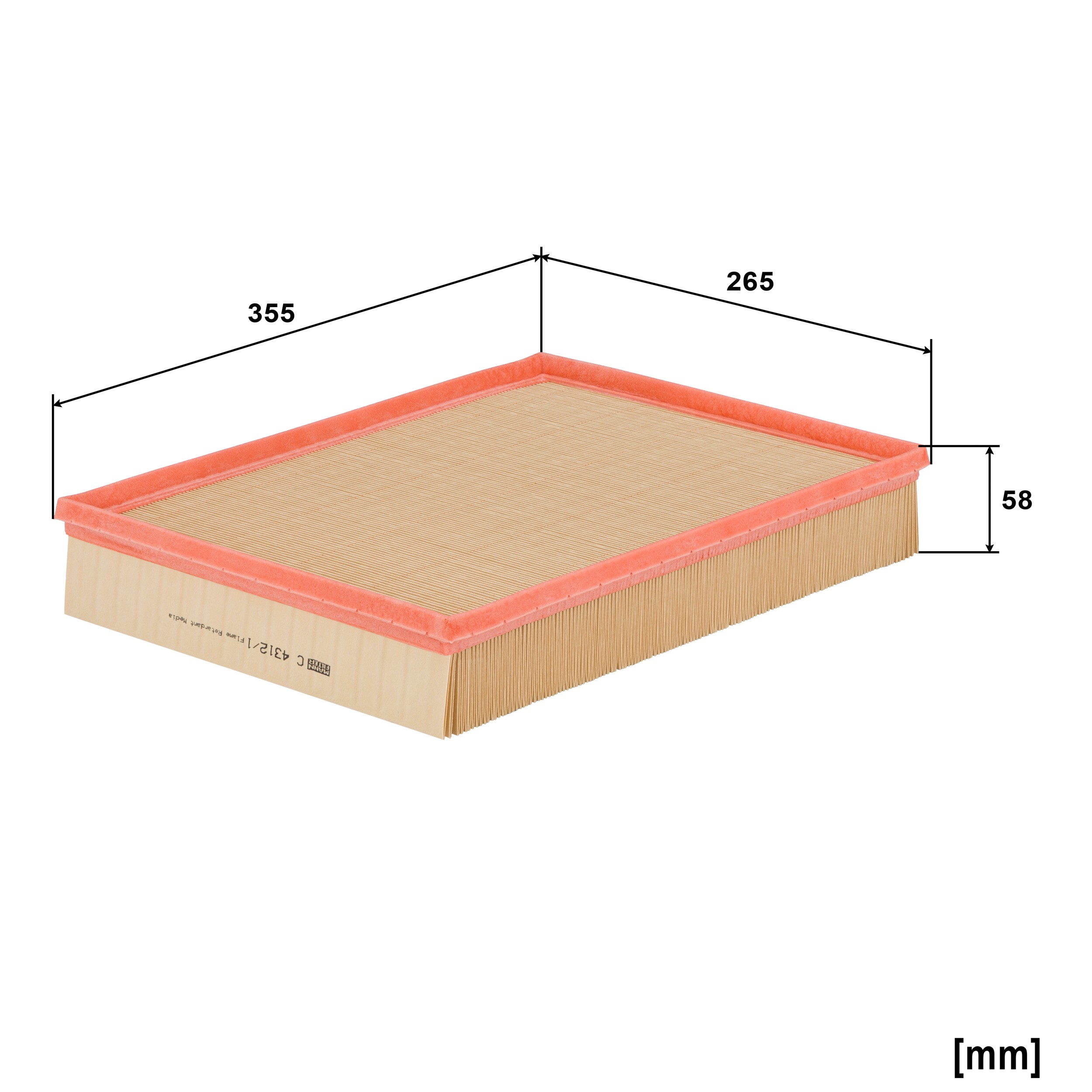 Dimension drawing of MANN-FILTER C 4312/1