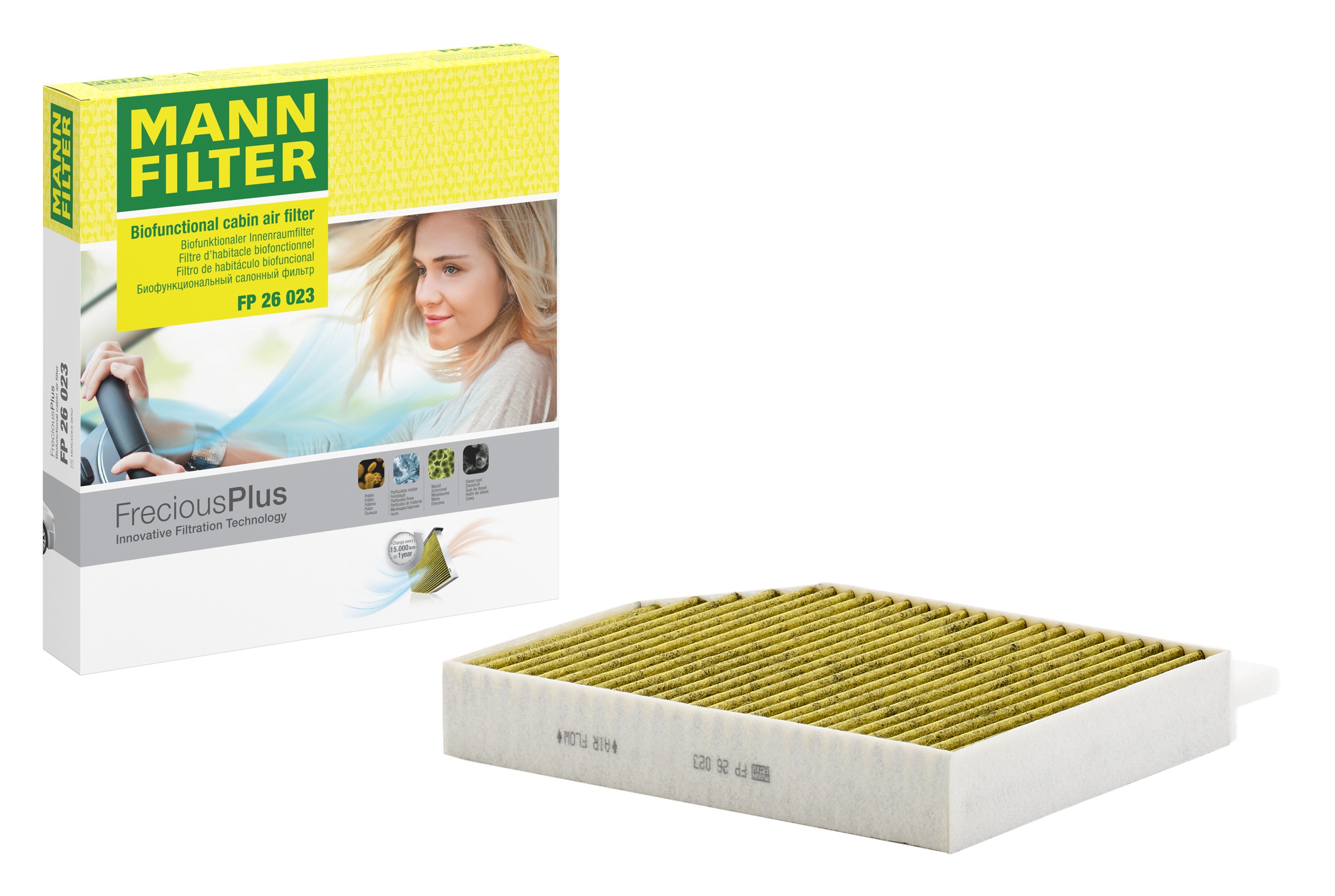 MANN-FILTER FP 26 023 FreciousPlus cabin filter with its box