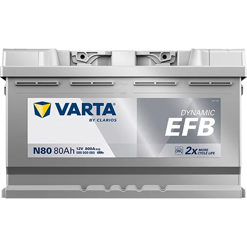 Varta Dynamic EFB 580500080 battery, alternate view