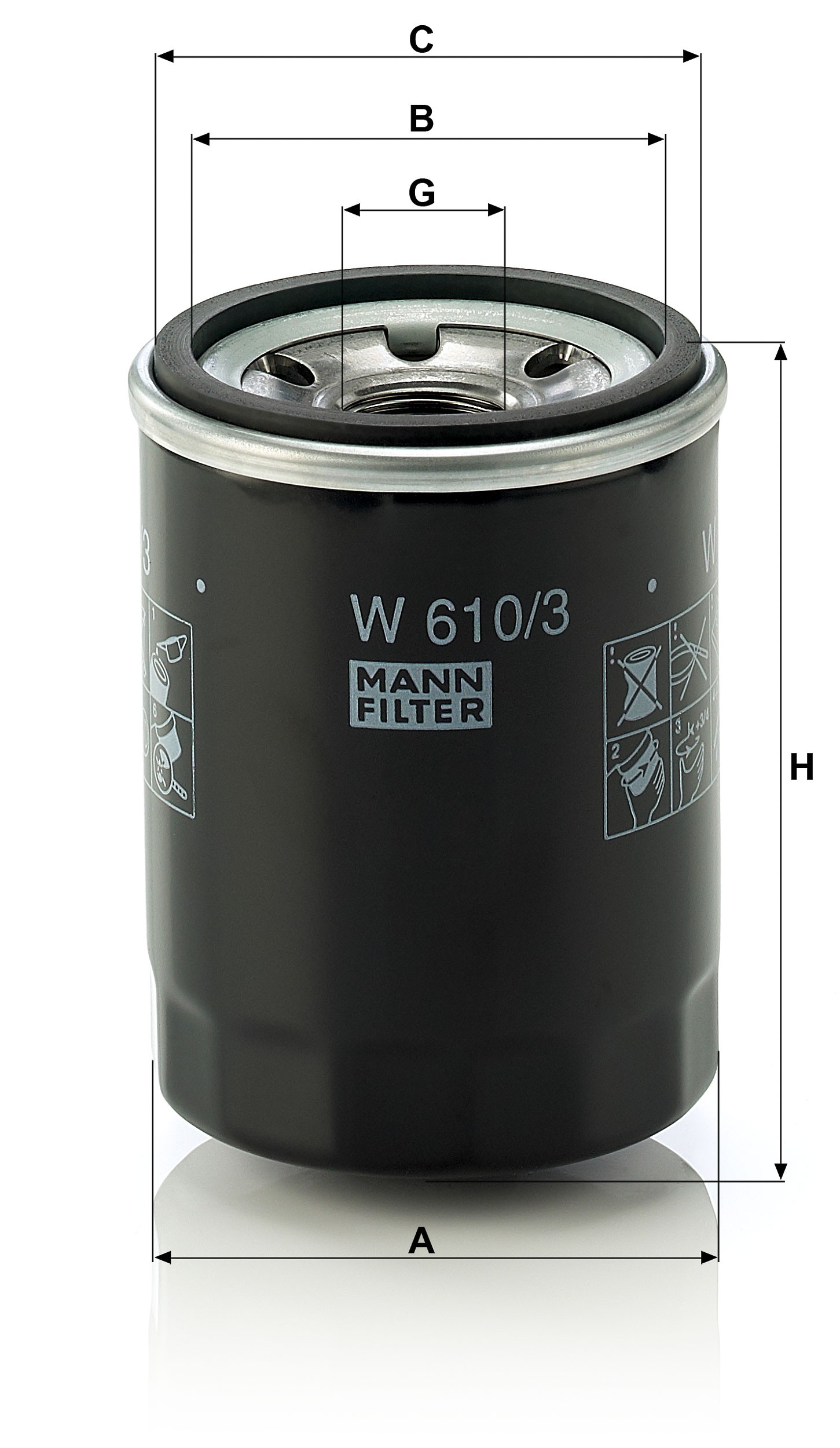 Dimension drawing of MANN-FILTER W 610/3