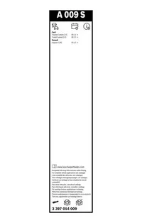 Bosch Aerotwin wiper blade set A 009 S pack label with vehicle list