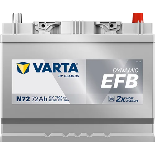 Varta Dynamic EFB 572501076 battery, alternate view